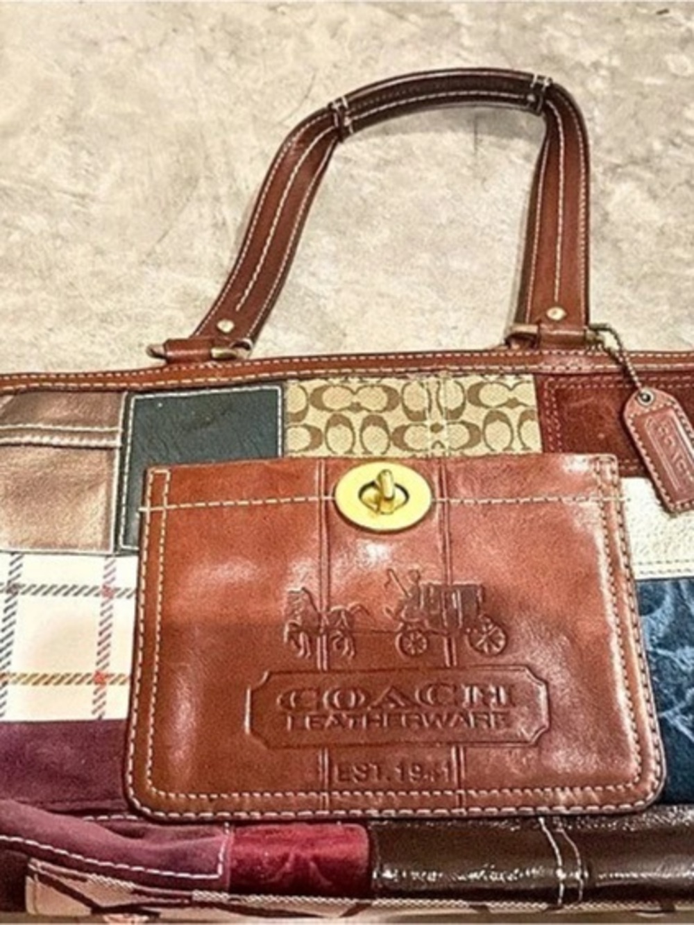 Coach Patchwork Tote Patchwork Shoulder Bag in Brown N8H07B - Picture 1 of 5